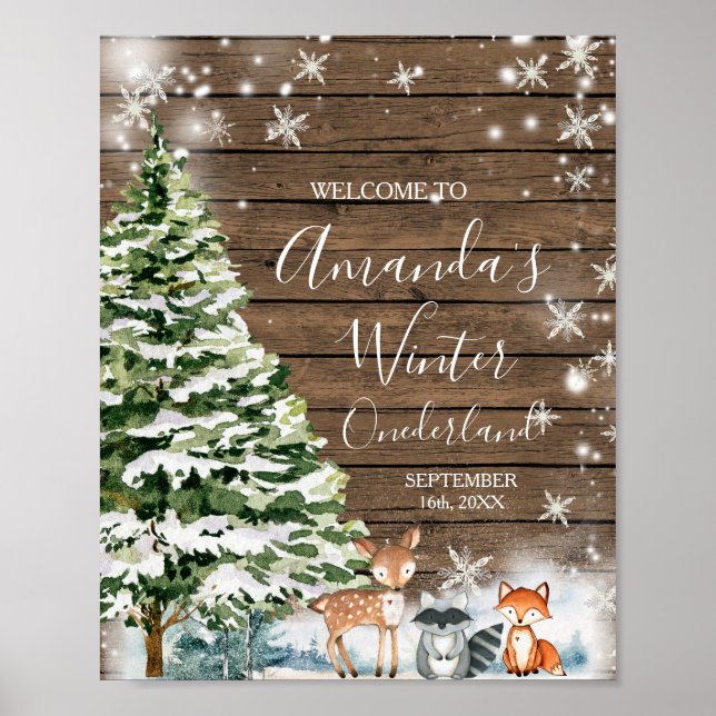 Poster Animaux d'hiver Flammes de neige en bois ONE derla (Devant)