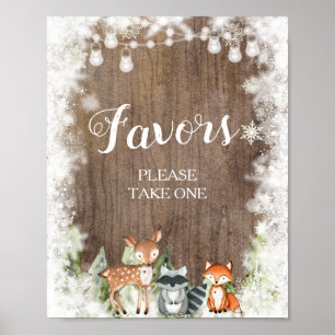 Poster Animaux d'hiver rustiques Baby shower des bois Fav