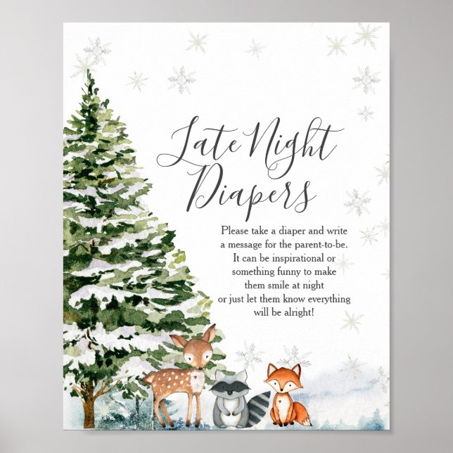 Poster Animaux d'hiver Snowflakes Late Night Diapos (Devant)