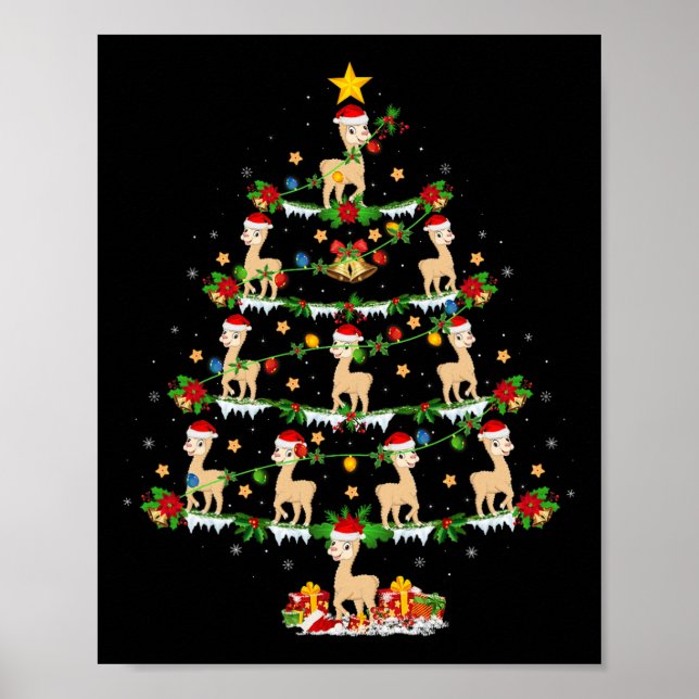 Poster Animaux domestiques Jeu de Noël Père Noël Alpaca A (Devant)