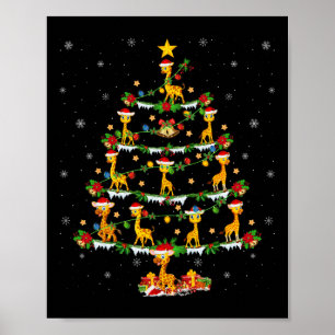 Poster Animaux domestiques Noël éclaire Père Noël Giraffe