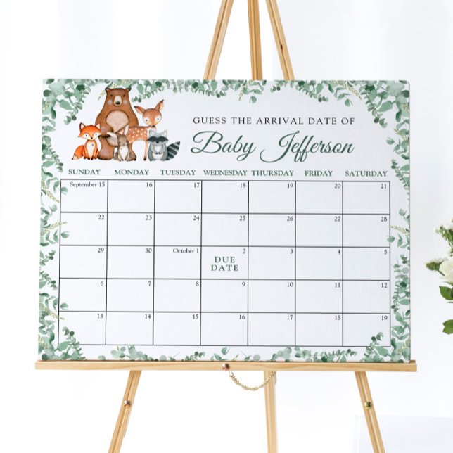 Poster Animaux en bois Calendrier de verdure Date prévue  (Créateur téléchargé)