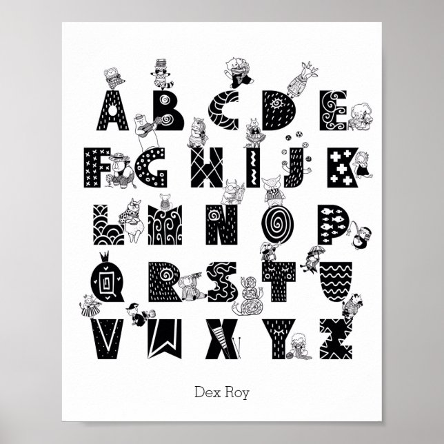 Poster Animaux Et Actions Alphabet Pépinière (Devant)