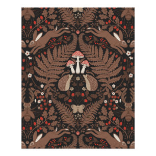 Poster Animaux et plantes de bois en rouge et brun