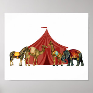 Poster Animaux et tente de cirque