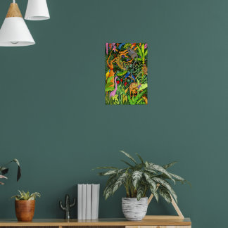 Poster Animaux fantaisistes de la forêt art