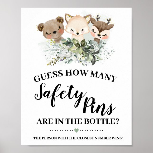 Poster Animaux forestiers Combien de pinces de sécurité j (Devant)