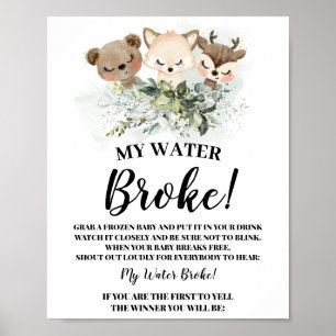 Poster Animaux forestiers Mon Baby shower à eau Broke