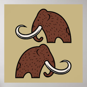 Poster Animaux géants : dessin animé de mammouths disparu