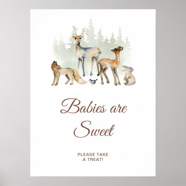 Poster Animaux Les bébés boisés sont des signes sucrés (Devant)