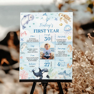 Poster Animaux marins au-dessus de la mer Anniversaire Ja