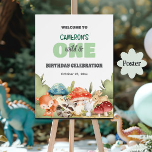 Poster Animaux mignons de la forêt pour un anniversaire d