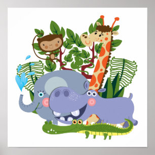 Poster Animaux mignons de safari