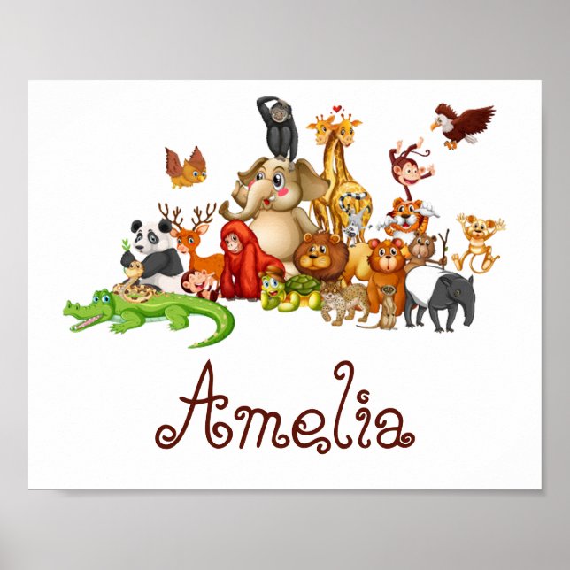 Poster Animaux personnalisés de l'enfant (Devant)