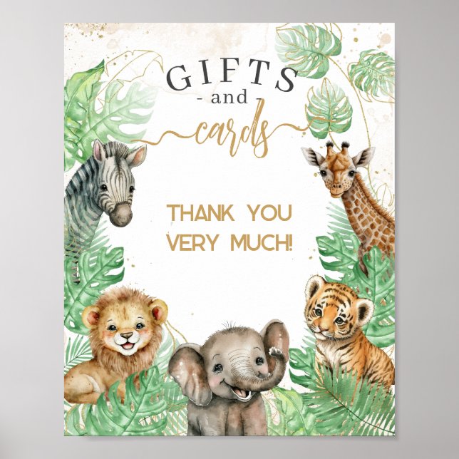 Poster Animaux Safari Végétation tropicale Cadeaux Baby s (Devant)