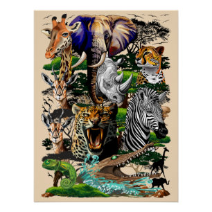 Poster Animaux sauvages de la Savane africaine