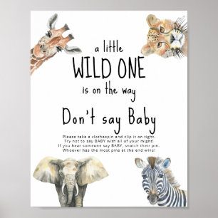 Poster Animaux sauvages de safari - Ne dites pas bébé