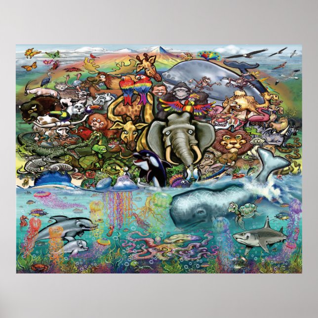 Poster Animaux terrestres et marins (Devant)