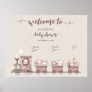 Poster Animaux Train Baby shower Boho Welcome Foam Board