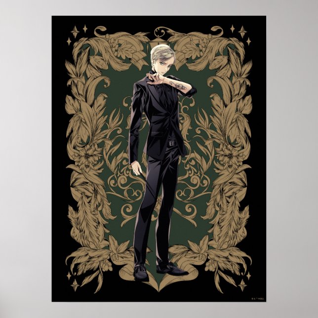 Poster Anime Draco Malfoy Cadre Ornate (Devant)