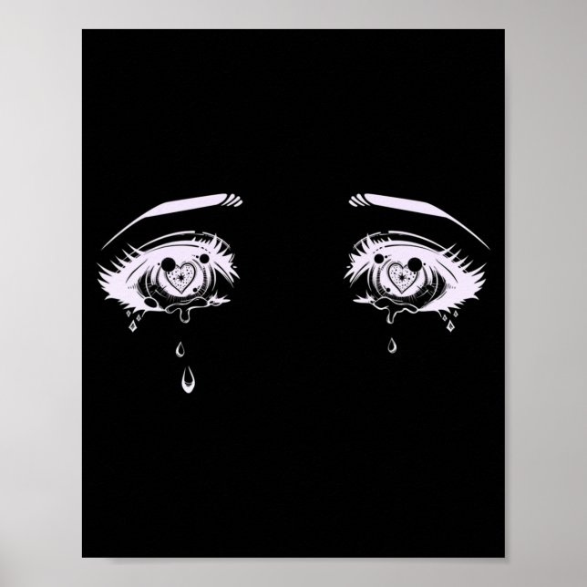 Poster Anime Eyes Pastel Goth Tee esthétique (Devant)