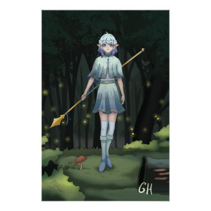 Poster Anime Fille de la Forêt, 