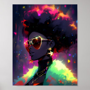 Poster Anime Girl African American Art