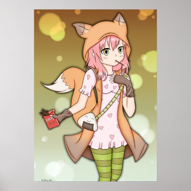 Poster Anime Girl in Fox Cosplay (Devant)