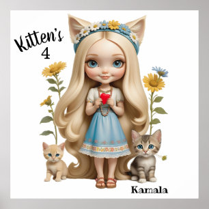 Poster Anime Kittens Chats 4 Kamala doux enfants Personna