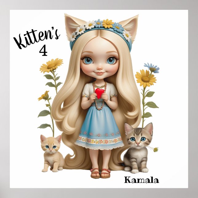 Poster Anime Kittens Chats 4 Kamala doux enfants Personna (Devant)