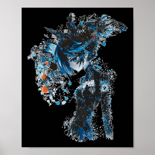 Poster Anime Manga Graphic Blue eyes Illustration Anime (Devant)