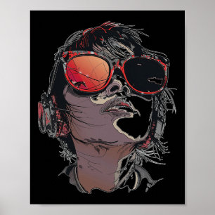 Poster Anime Manga Graphisme Lunettes de soleil Art Anime