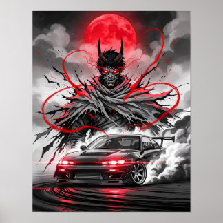 Poster Anime Racer Oni - Sumi-e Ink Street Racer