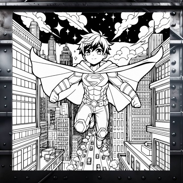 Poster Anime Superhero Boy | Coloriage de l'enfant (Créateur téléchargé)