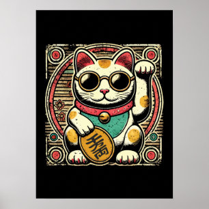 Poster Anime Vintage Maneki Neko Lucky Chat, Succès Argen
