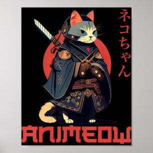 Poster ANIMEOW Fun Cute Samurai Kawaii Chat Ninja Costume