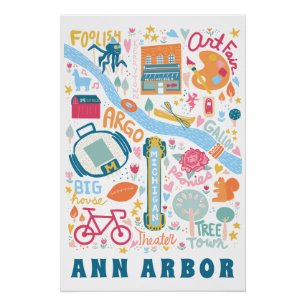Poster Ann Arbor Michigan Carte Choses favorites
