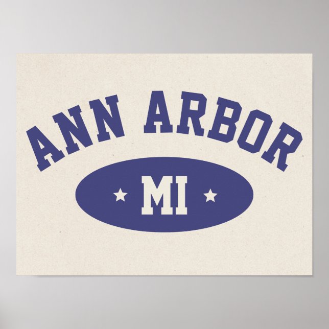 Poster Ann Arbor, Michigan Retro College Typography Print (Devant)