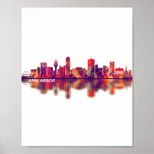 Poster Ann Arbor Michigan Skyline