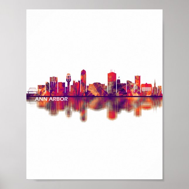 Poster Ann Arbor Michigan Skyline (Devant)