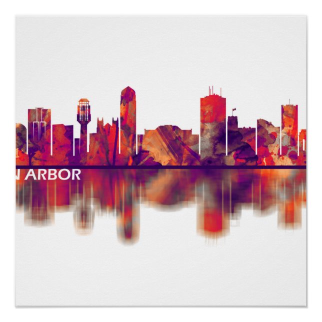 Poster Ann Arbor Michigan Skyline (Devant)