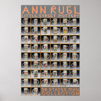 Poster Ann Ruel Pottery - Collection Mug Etats