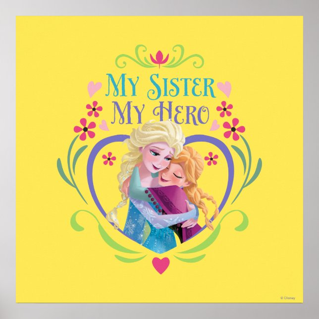 Poster Anna et Elsa | Ma Soeur Mon Héros (Devant)