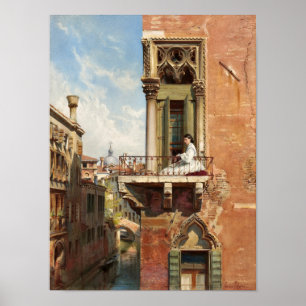 Poster Anna Passini sur le balcon par Ludwig Passini