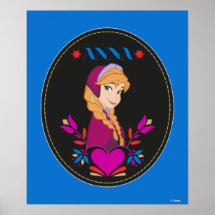Poster Anna   Portrait en cercle noir
