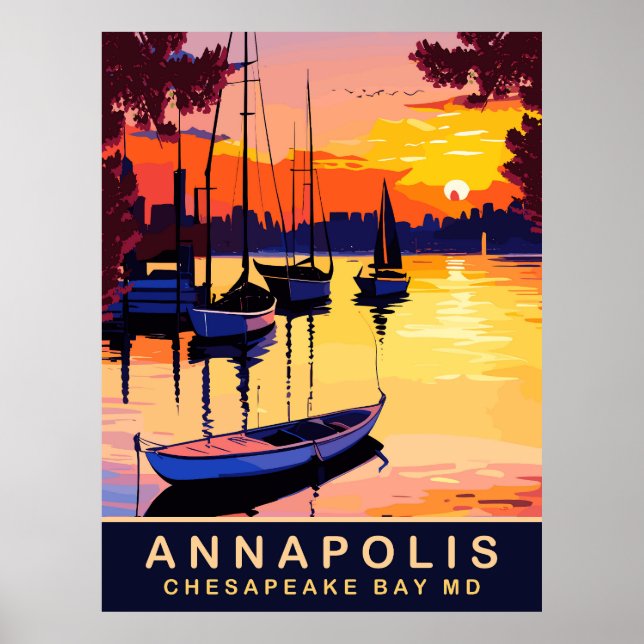 Poster Annapolis, Baie de Chesepeake, Maryland, Voyage (Devant)
