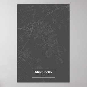 Poster Annapolis, le Maryland (blanc sur le noir)