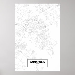 Poster Annapolis, Maryland (noir sur blanc)