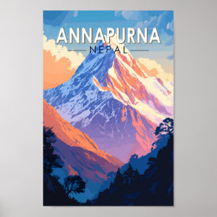 Poster Annapurna Nepal Travel Art Vintage