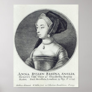 Poster Anne Boleyn, gravée par Wenceslaus Hollar, 1649